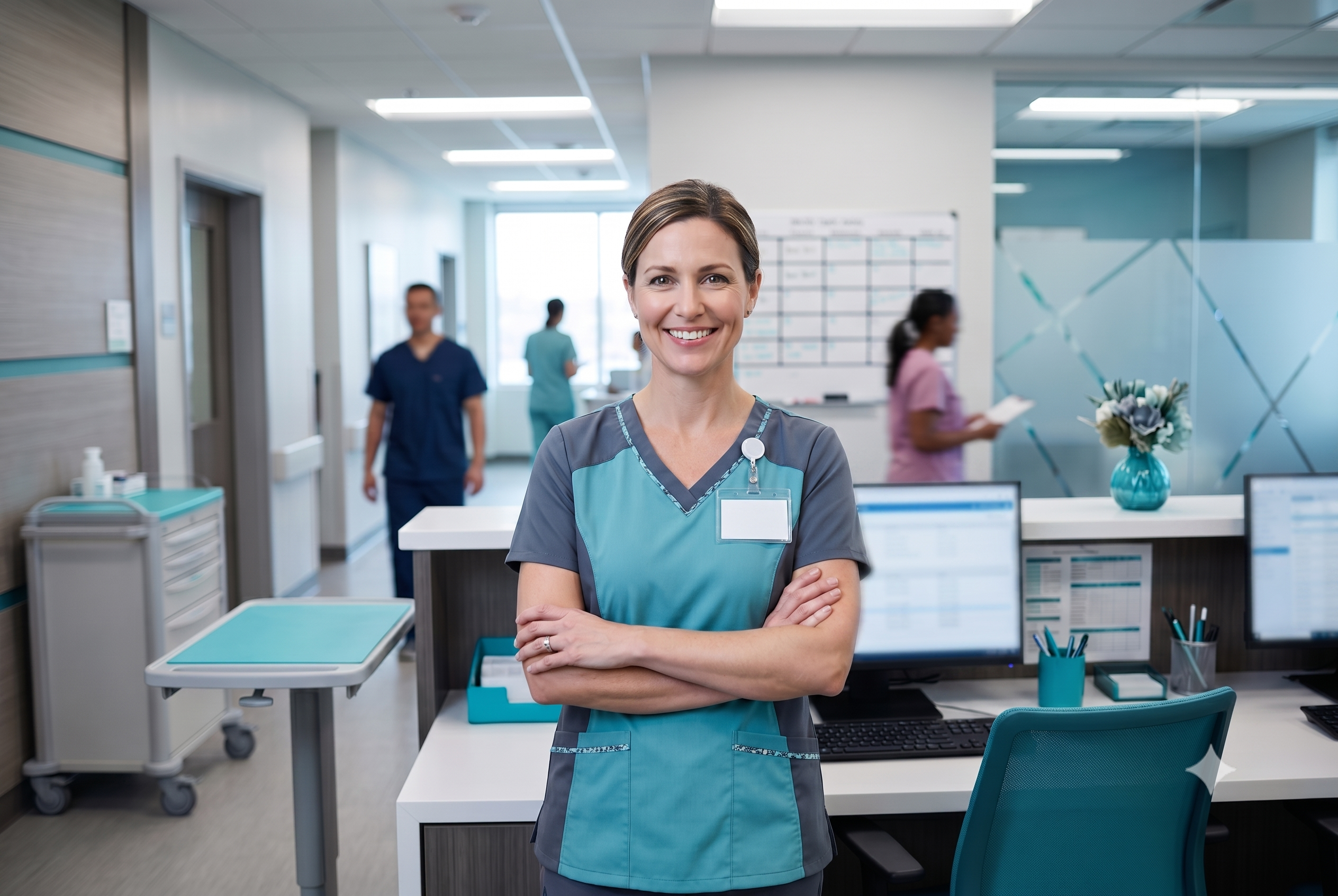 A Director of Nursing at a nursing station